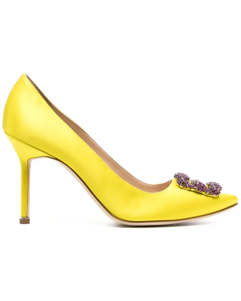 Manolo Blahnik Hangisi Pumps mit Kristallen 90mm - Gelb Gelb