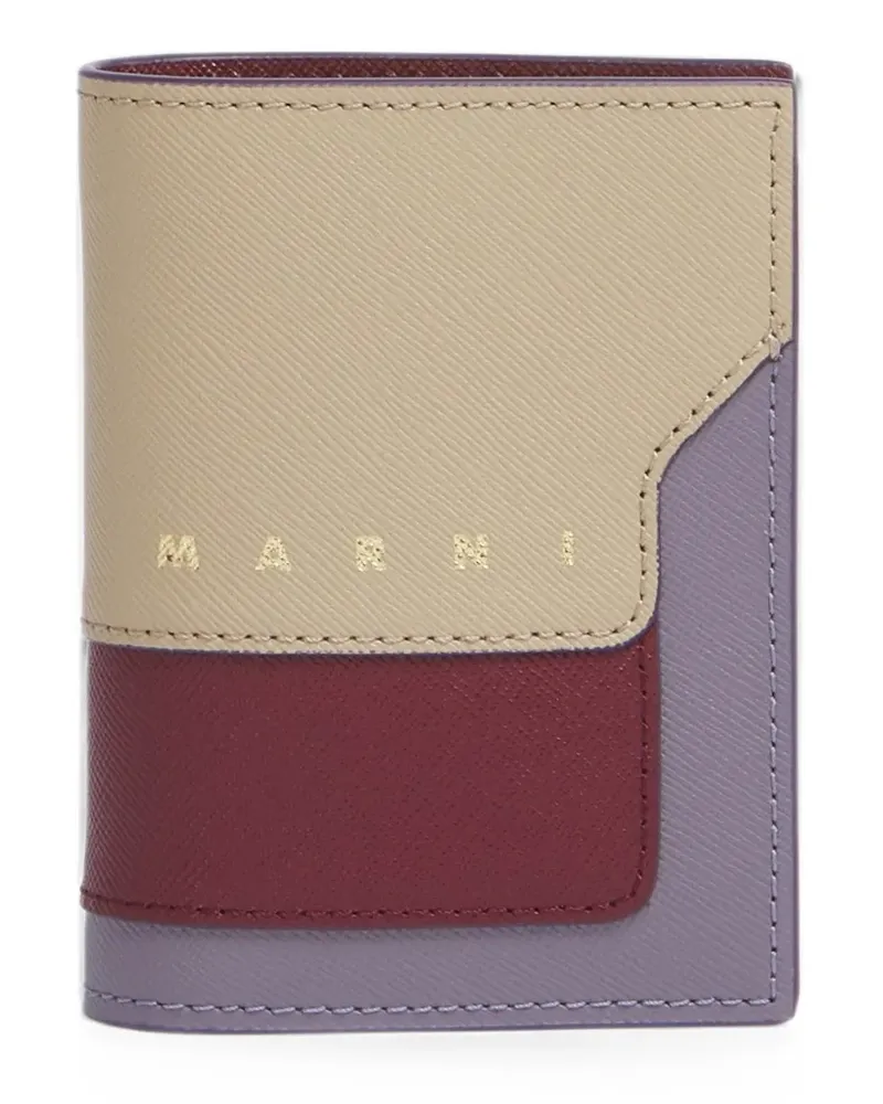 Marni taupe, ruby and purple saffiano-leather bifold wallet - Rot Rot