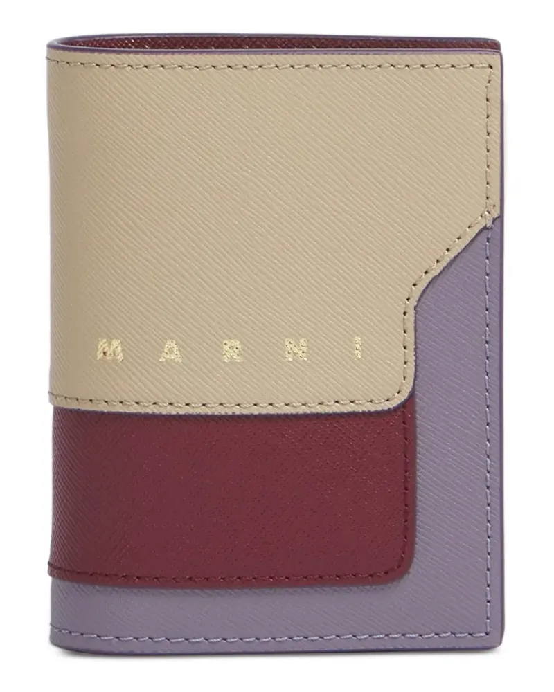 Marni taupe, ruby and purple saffiano-leather bifold wallet - Rot Rot