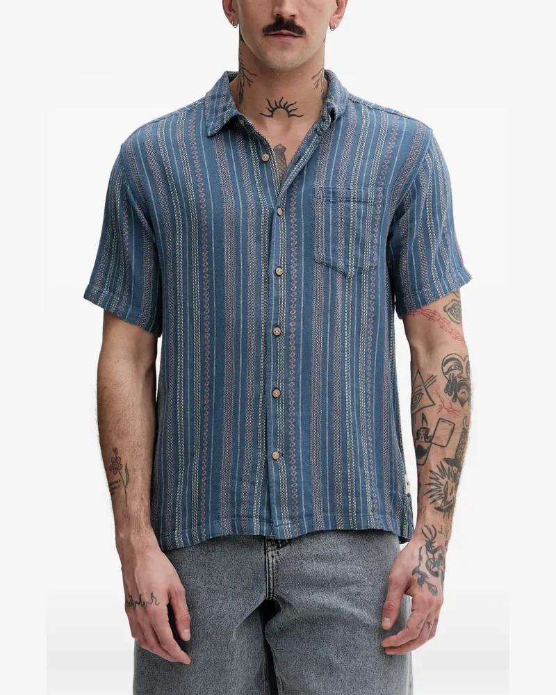 Hurley vertical-stripe chest-pocket shirt - Blau Blau