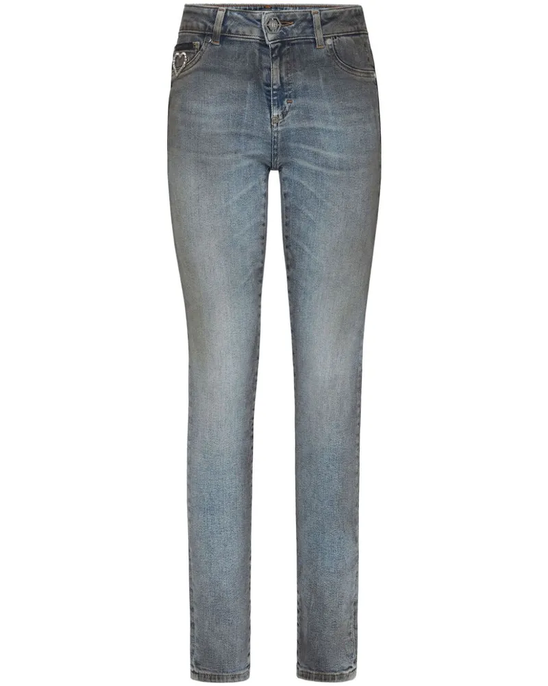 Philipp Plein Skinny-Jeans mit Logo-Applikation - Blau Blau