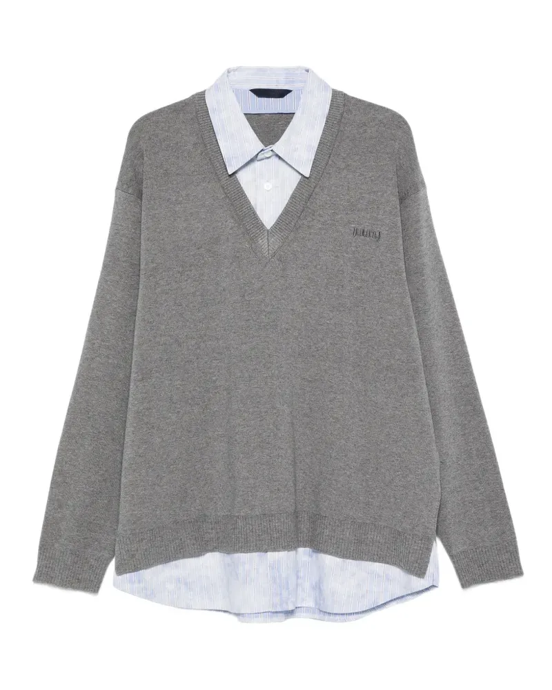 JUUN.J Pullover mit Hemddetail - Grau Grau