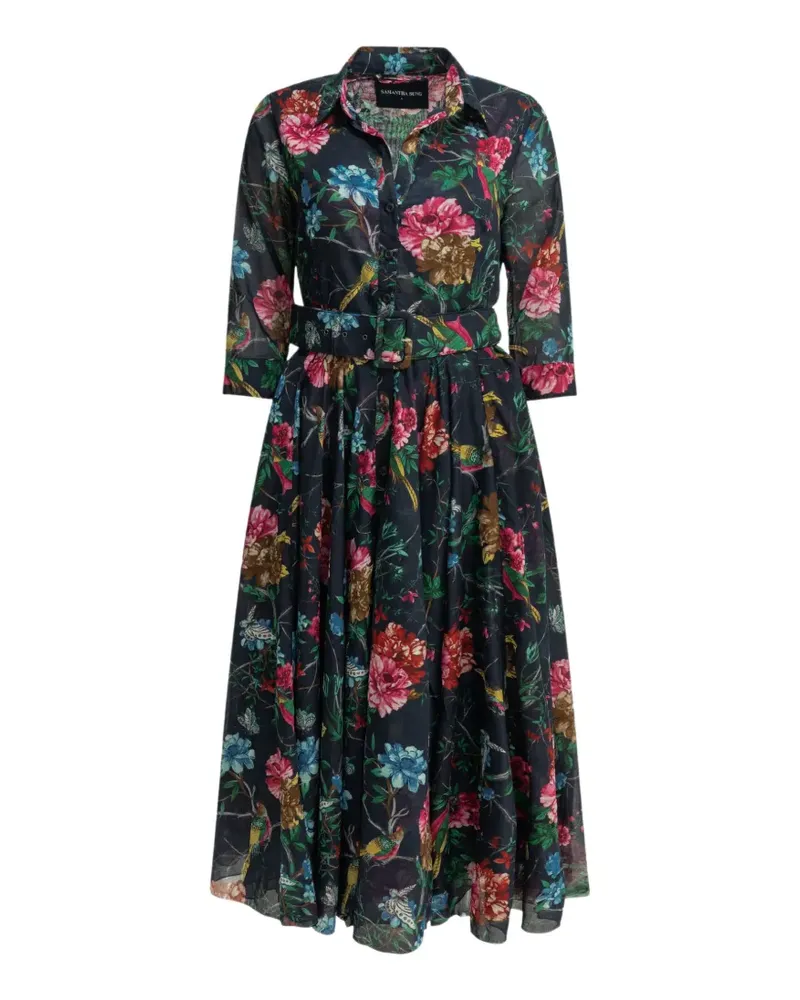 Samantha Sung floral-print belted dress - Blau Blau