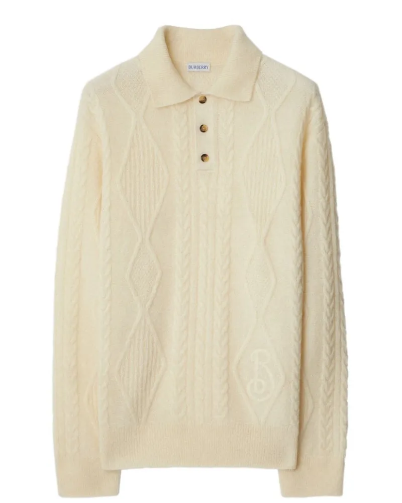 Burberry Poloshirt mit Aran-Strickmuster - Nude Nude