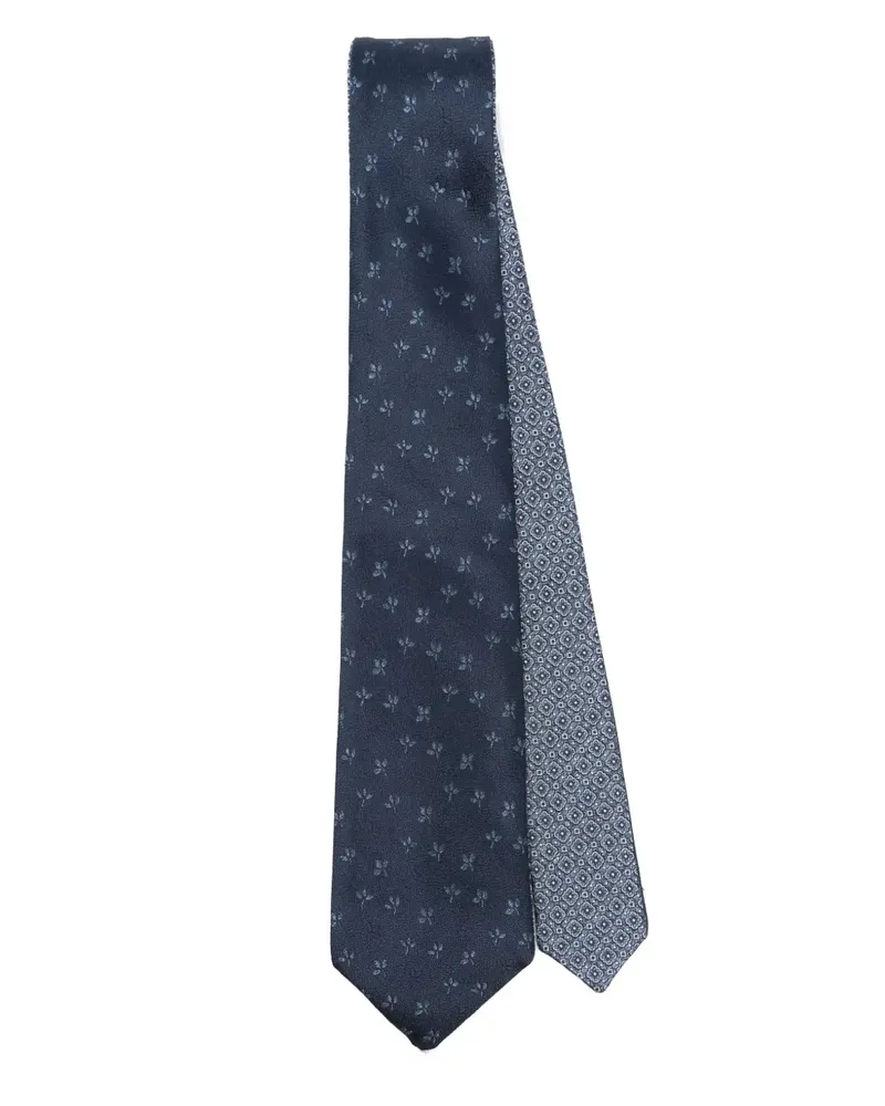 Canali Schal mit Jacquard-Blumenmuster - Blau Blau