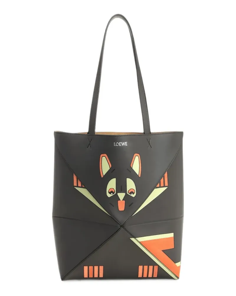 Loewe medium Puzzle Fold Futurist Cat tote bag - Grau Grau