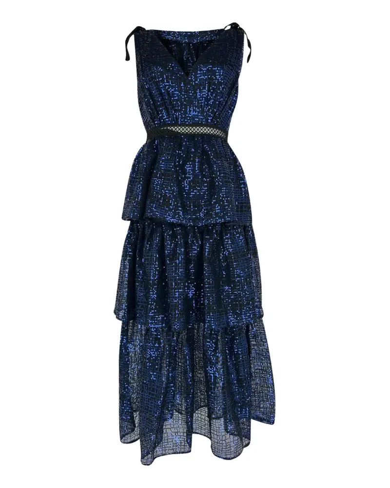 Self-Portrait 2020s Kleid mit V-Ausschnitt und Pailletten - Blau Blau