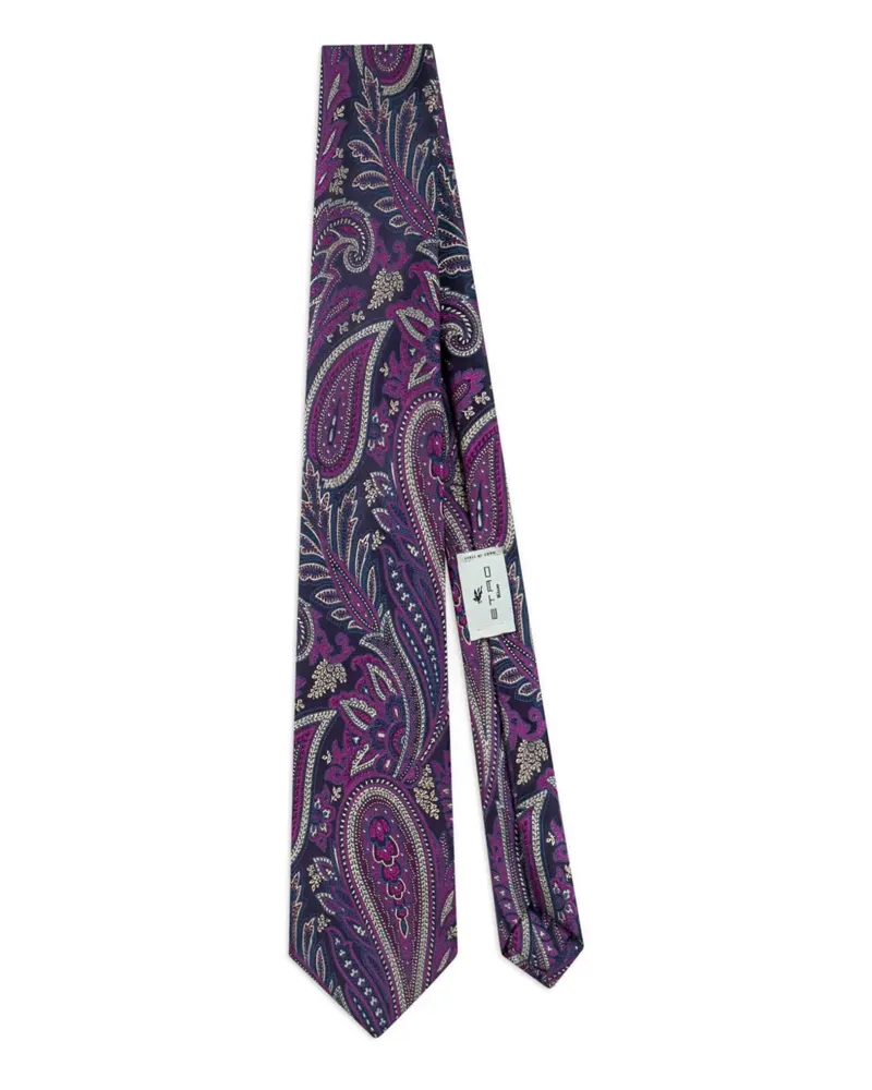 Etro Seidenkrawatte mit Paisleymuster - Violett Violett