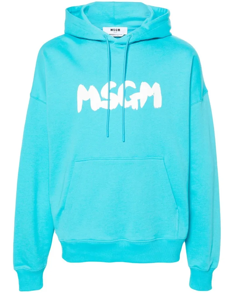 MSGM Hoodie mit Logo-Print Blau