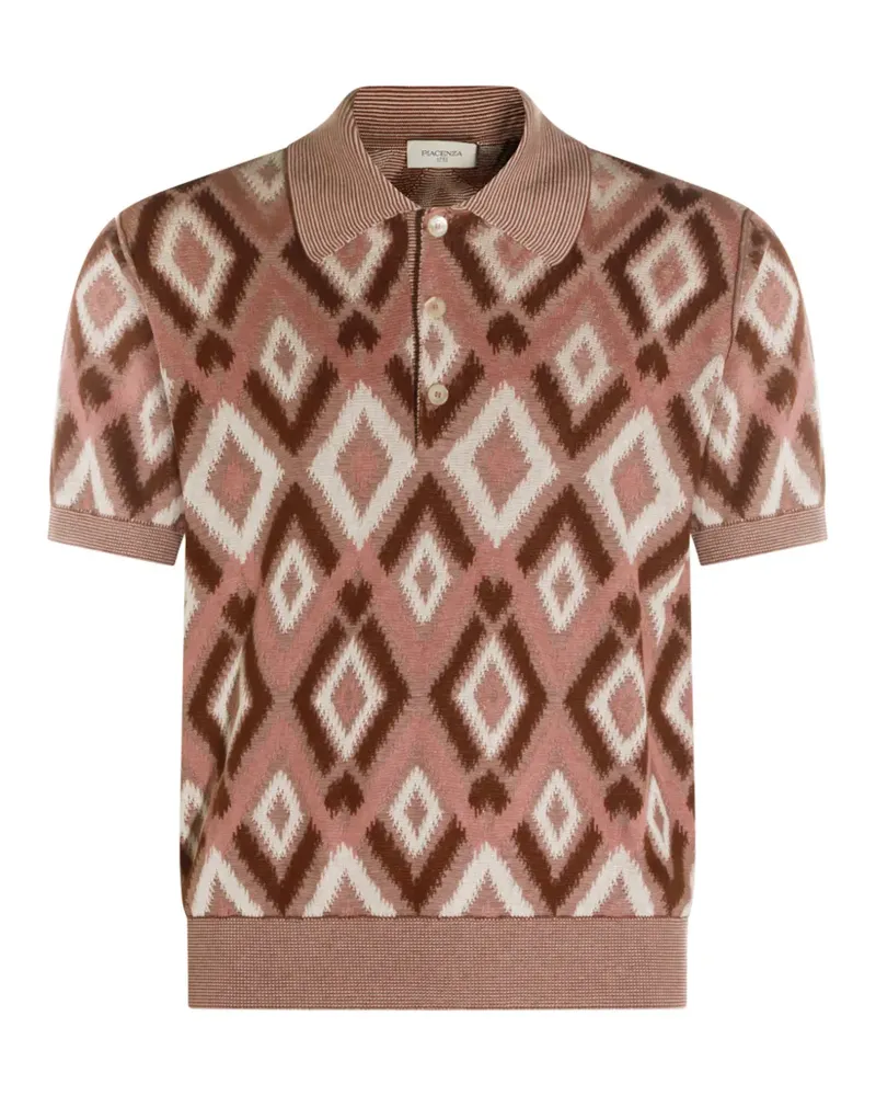 Piacenza Cashmere Poloshirt mit Rautenmuster - Rosa Rosa