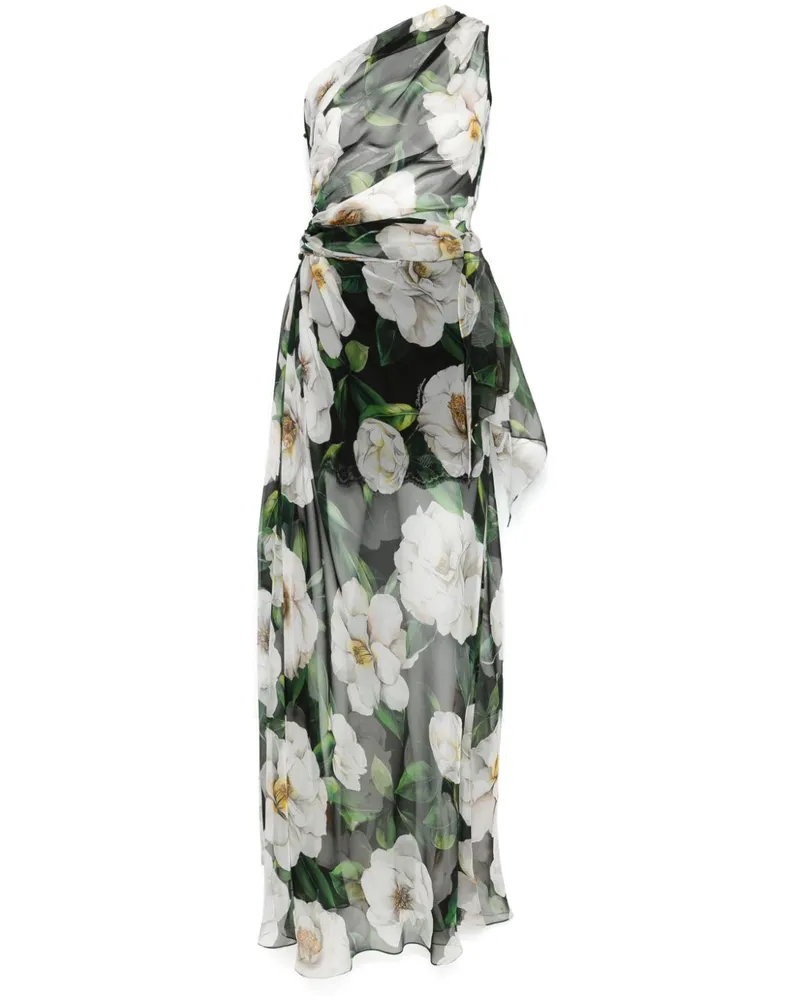Dolce & Gabbana Maxikleid mit Blumen-Print - Schwarz Schwarz