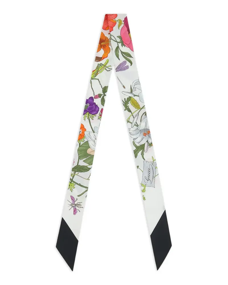 Gucci Seidenschal mit Blumen-Print - Weiß Weiß