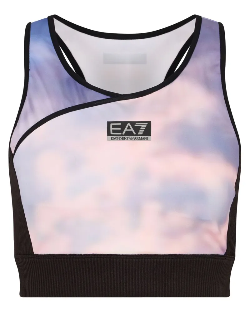 EA7 Kompressions-Oberteil mit Logo-Print - Violett Violett