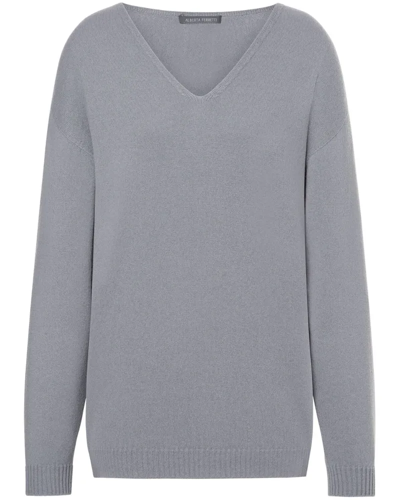 Alberta Ferretti Pullover mit V-Ausschnitt Grau