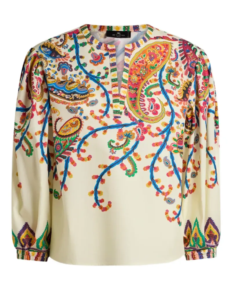 Etro floral paisley-print cotton top - Nude Nude