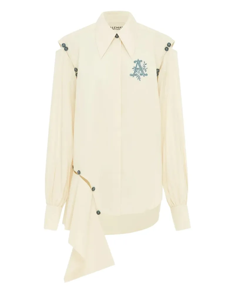 ALEMAIS embroidered asymmetrical-hem shirt - Nude Nude