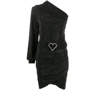 Einschultriges Kleid mit Kristallherz - Schwarz