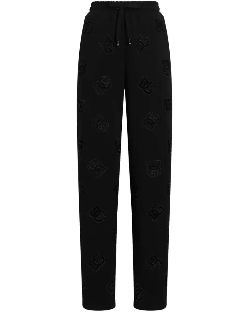 Dolce & Gabbana Jogginghose mit perforiertem Logo - Schwarz Schwarz
