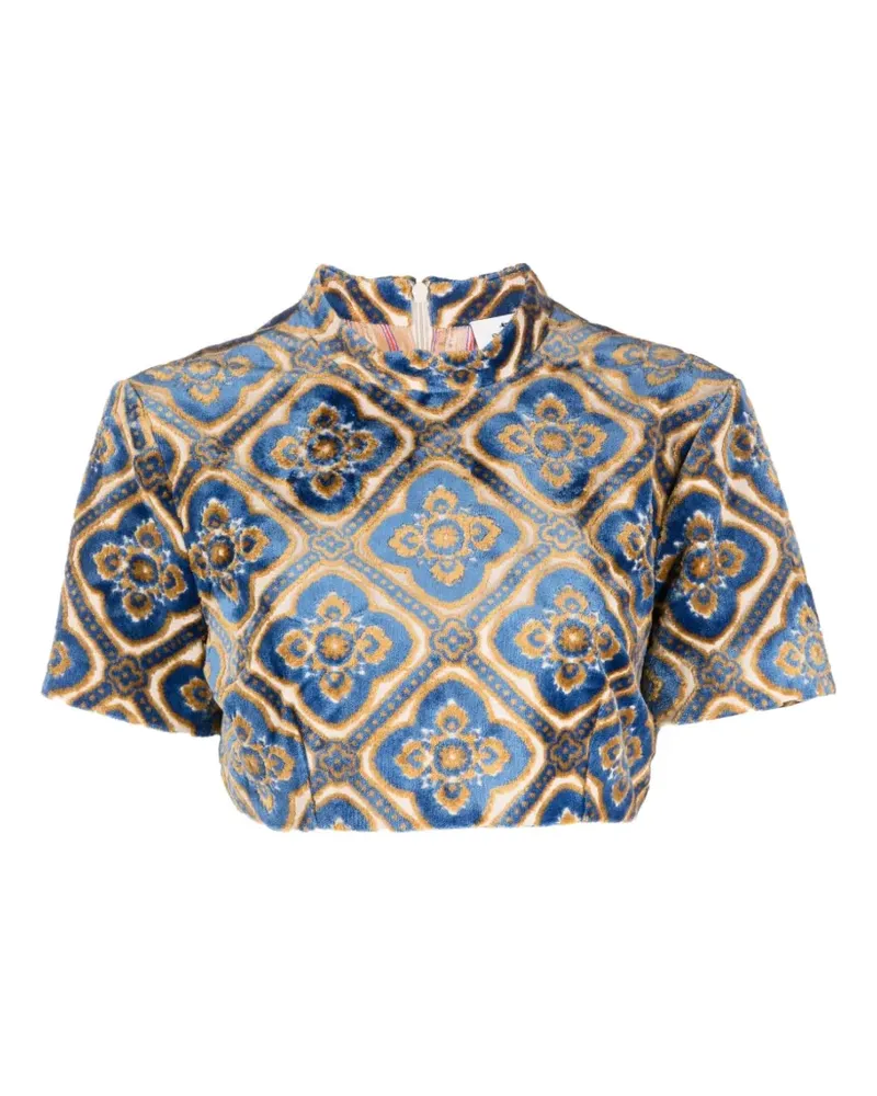 Etro patterned cropped top - Blau Blau