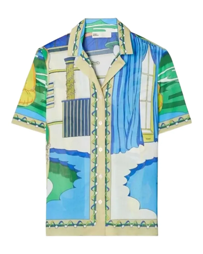Tory Burch Pool-print cotton shirt - Blau Blau