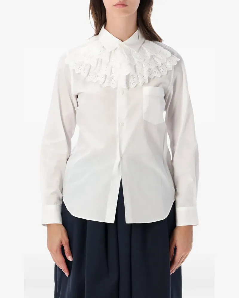 Comme des Garçons Gerüschtes Hemd mit Stickerei - Weiß Weiß