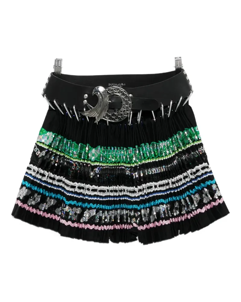 CHOPOVA LOWENA Starbites belt embellished mini skirt - Schwarz Schwarz