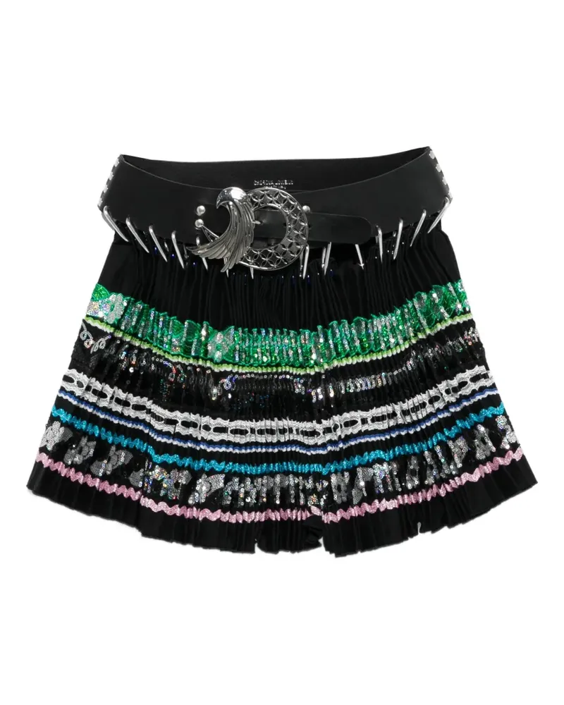 CHOPOVA LOWENA Starbites belt embellished mini skirt - Schwarz Schwarz