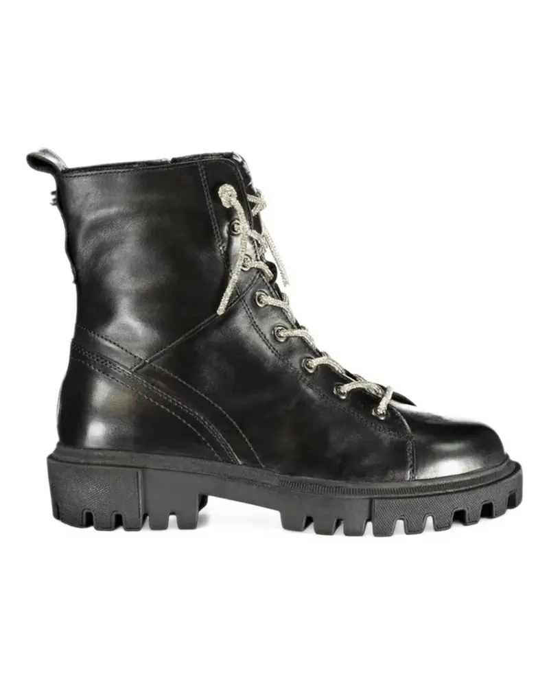 CAFèNOIR  lace-up leather ankle boots - Schwarz Schwarz