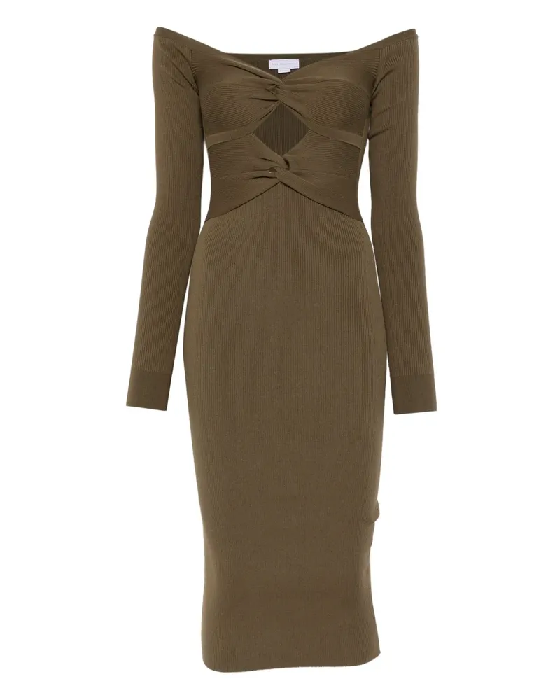 Stella McCartney Geripptes Midikleid aus Wolle - Grün Grün