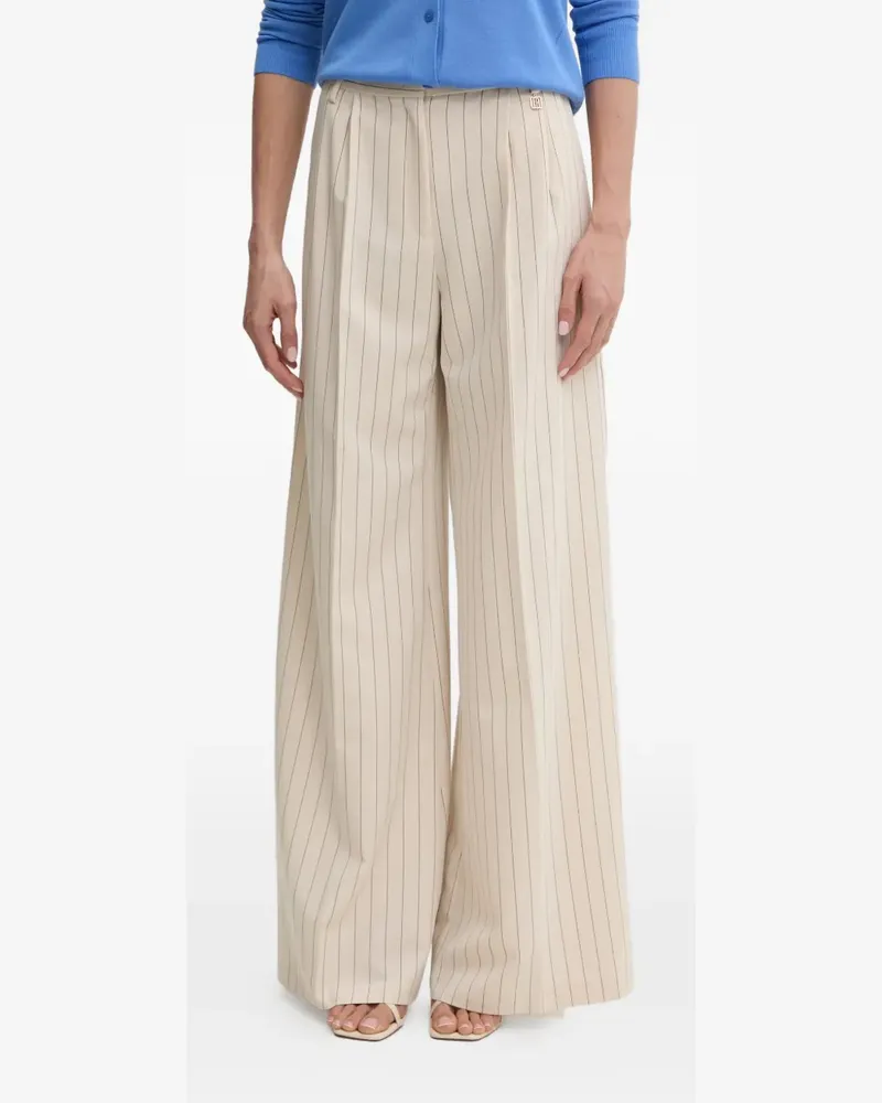 Fracomina Cropped pinstripe wide-leg trousers - Nude Nude