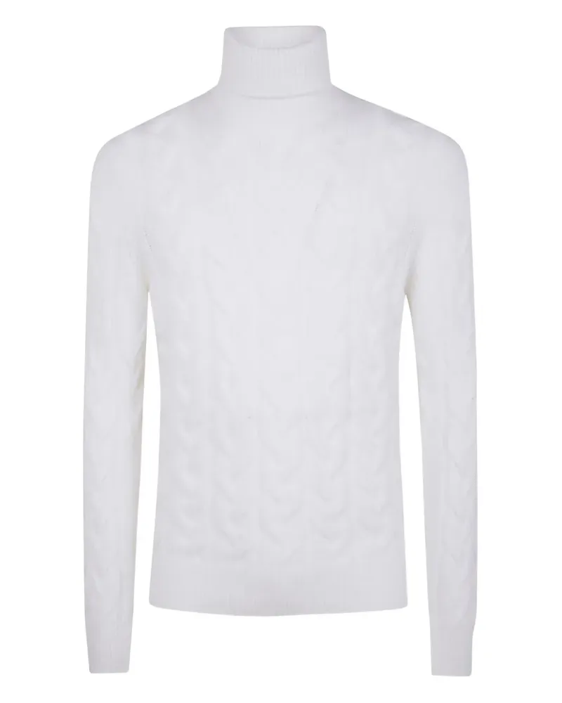 Gran Sasso Rollkragenpullover mit Zopfmuster - Weiß Weiß