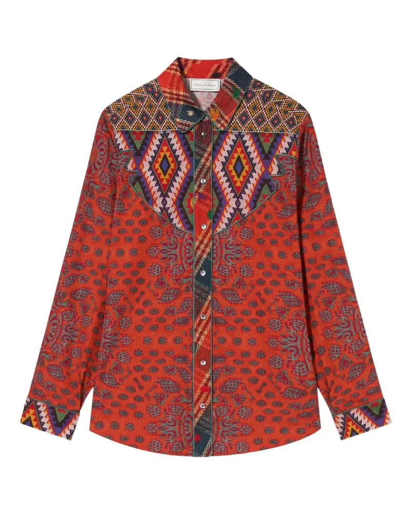 Pierre-Louis Mascia Teslabio Hemd mit geometrischem Muster - Orange Orange