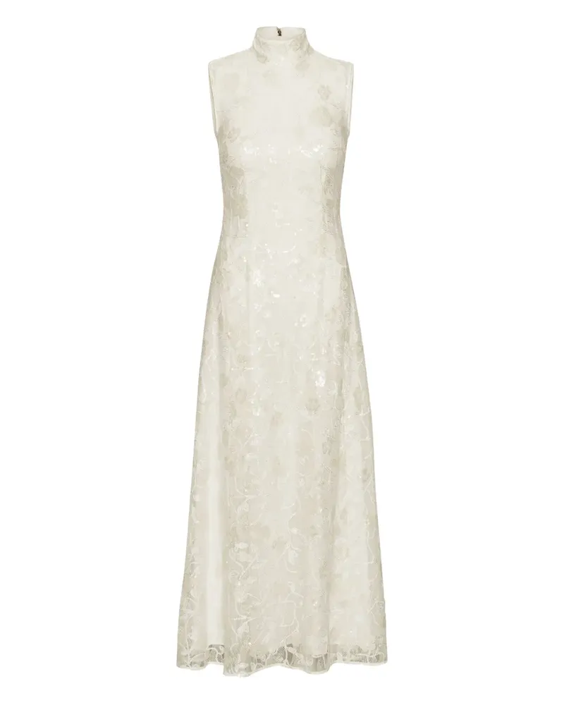 ROTATE Birger Christensen Maxikleid aus Paillettenspitze - Weiß Weiß