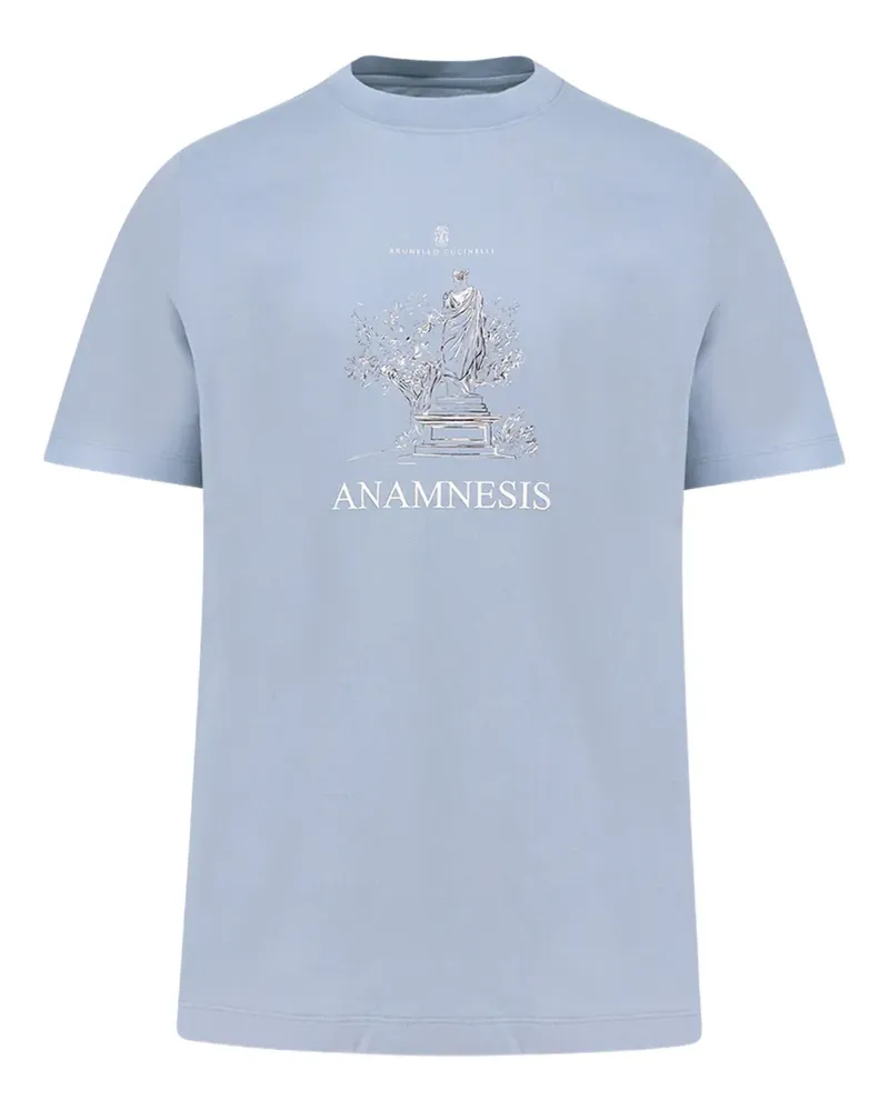 Brunello Cucinelli logo-print crew-neck T-shirt - Blau Blau