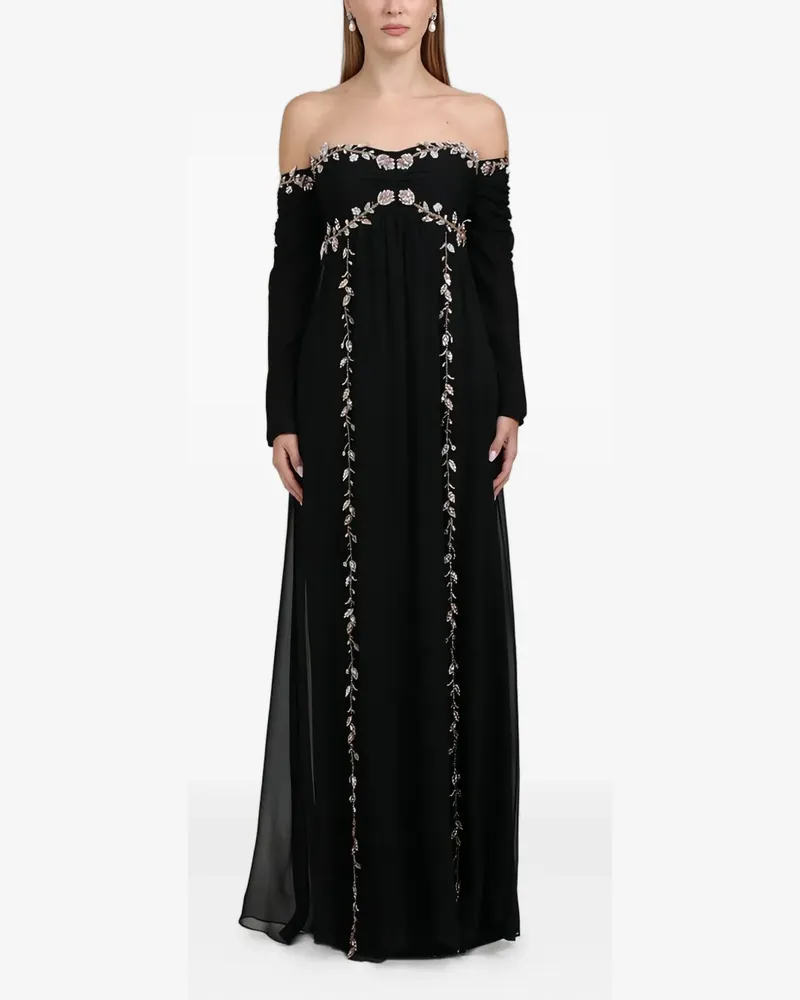 Dina Melwani Schulterfreies Maxikleid - Schwarz Schwarz