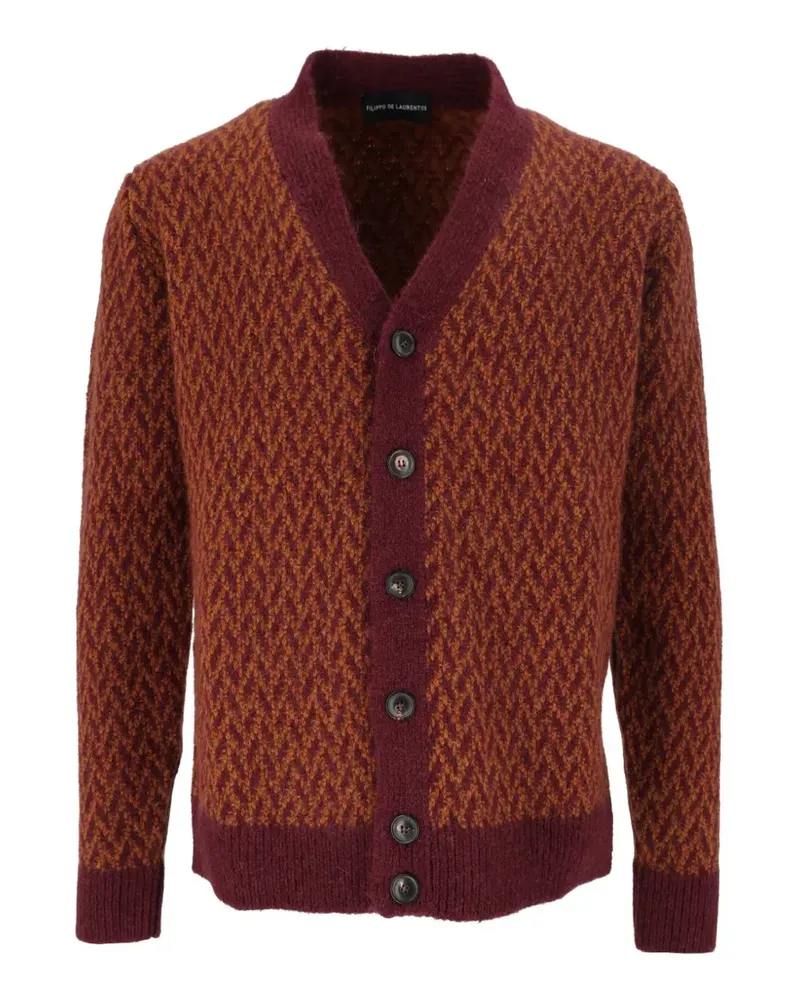 Filippo de Laurentiis Cardigan mit Fischgrätenmuster - Rot Rot