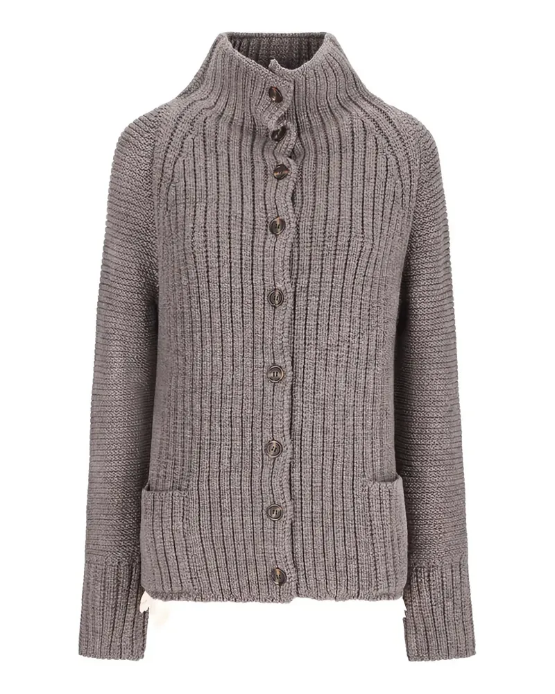 Magda Butrym Gerippter Cardigan mit Spitzenbesatz - Braun Braun