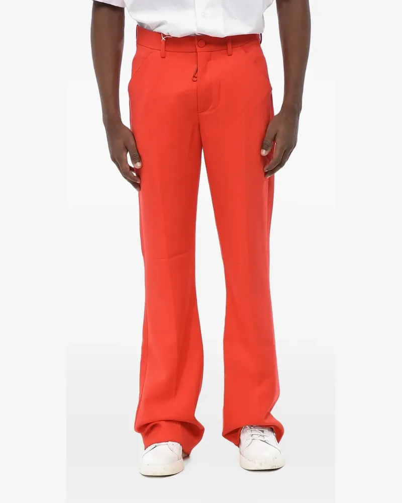 OFF-WHITE logo-print bootcut trousers - Rot Rot