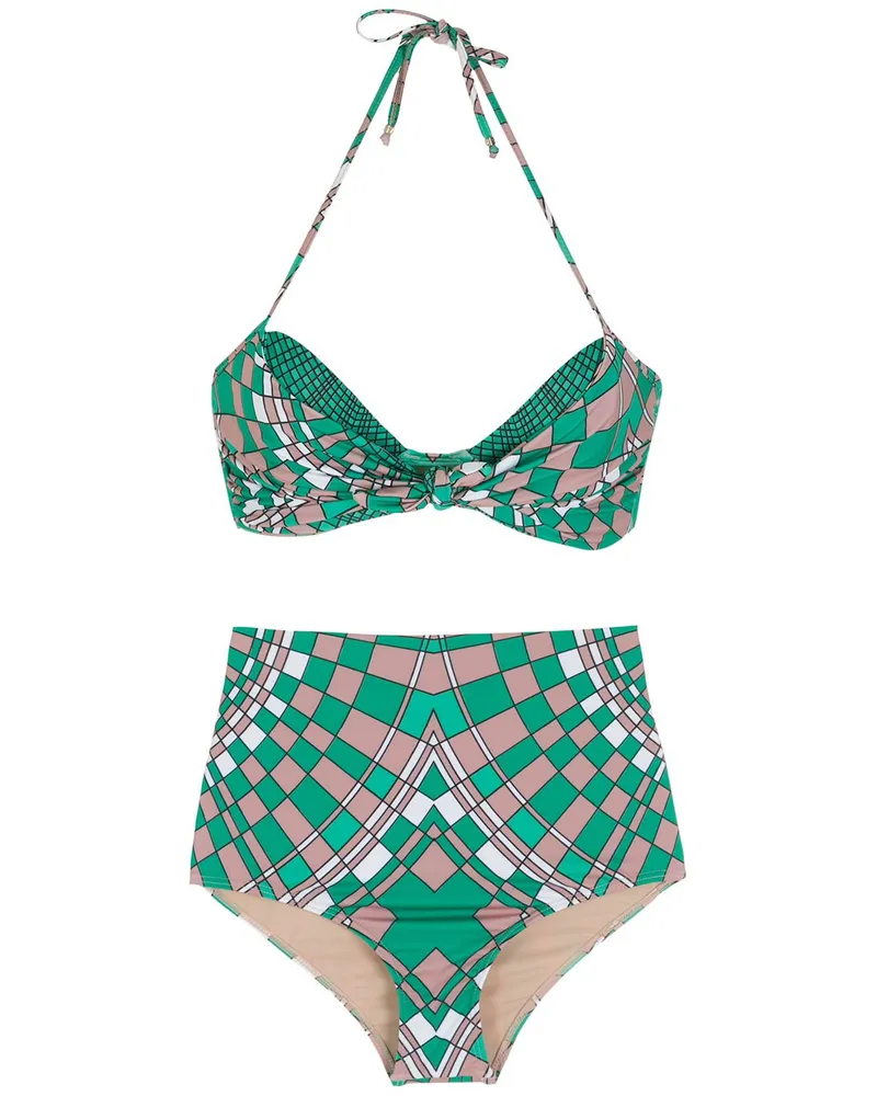 Amir Slama Bikini mit geometrischem Print - Grün Grün
