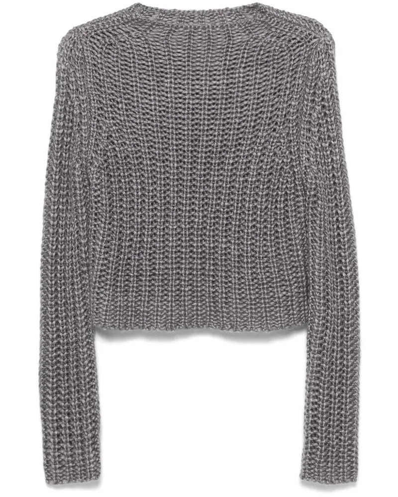 forte_forte Pullover mit Lochstrickmuster - Grau Grau