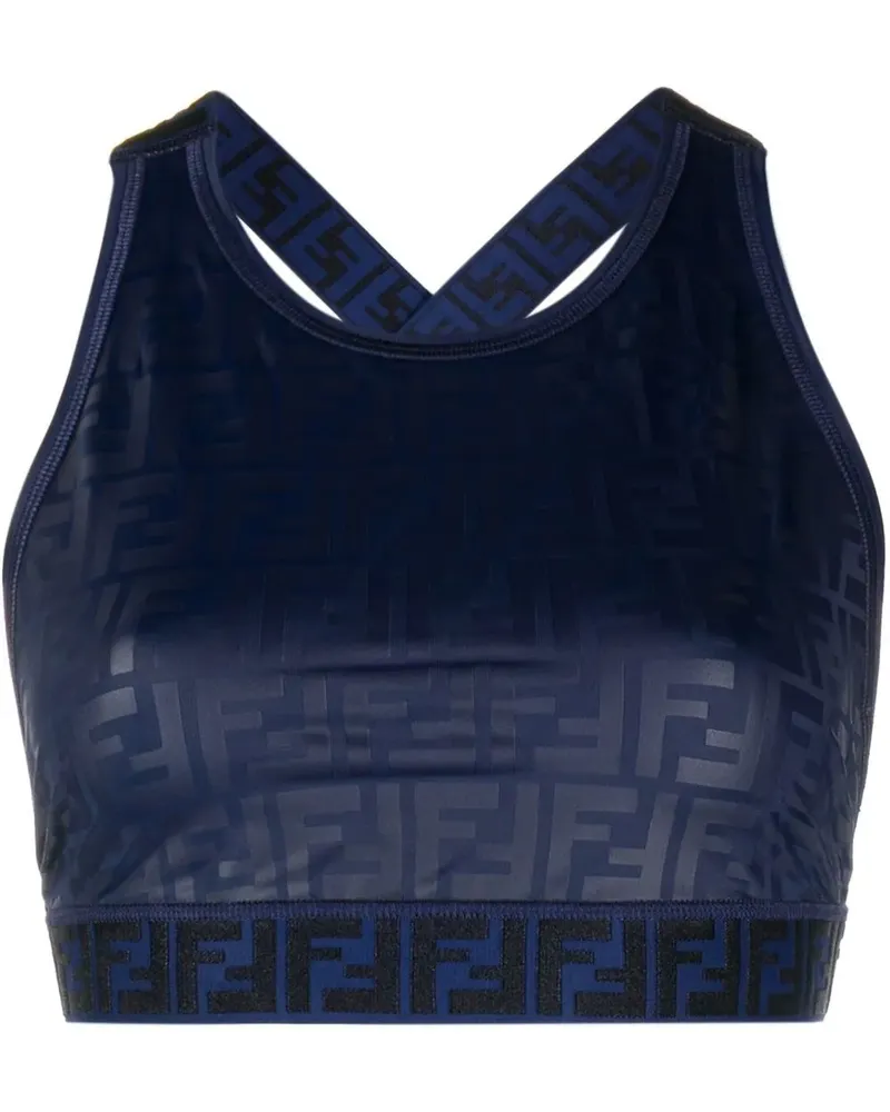 Fendi Cropped-Oberteil mit Logo-Print - Blau Blau