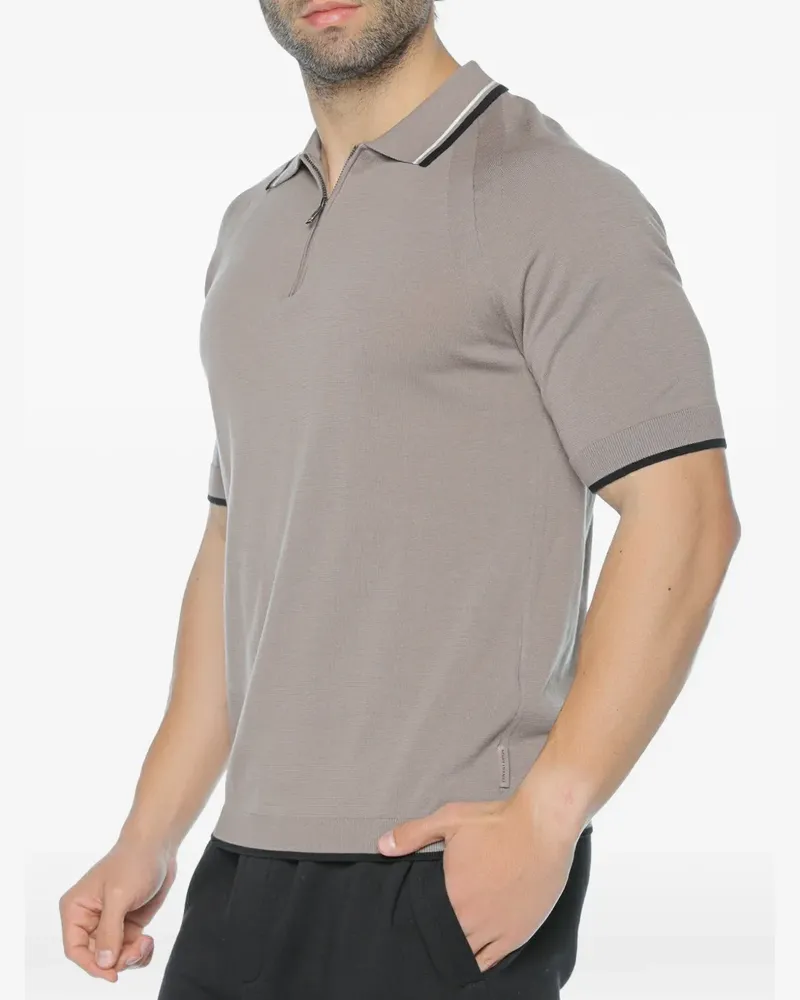 Armani Exchange zip-fastening knit polo shirt - Nude Nude