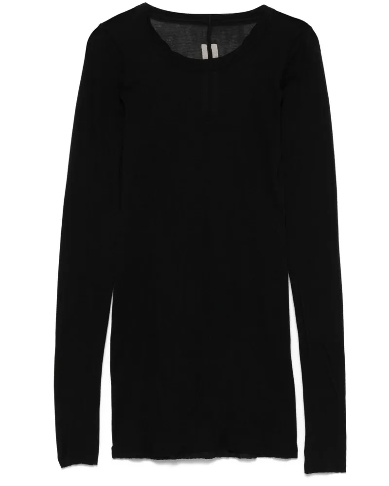 Rick Owens Fein geripptes Langarmshirt - Schwarz Schwarz