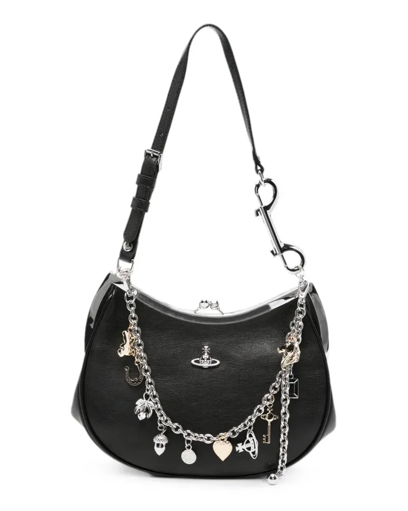 Vivienne Westwood charm-embellished leather shoulder bag - Schwarz Schwarz