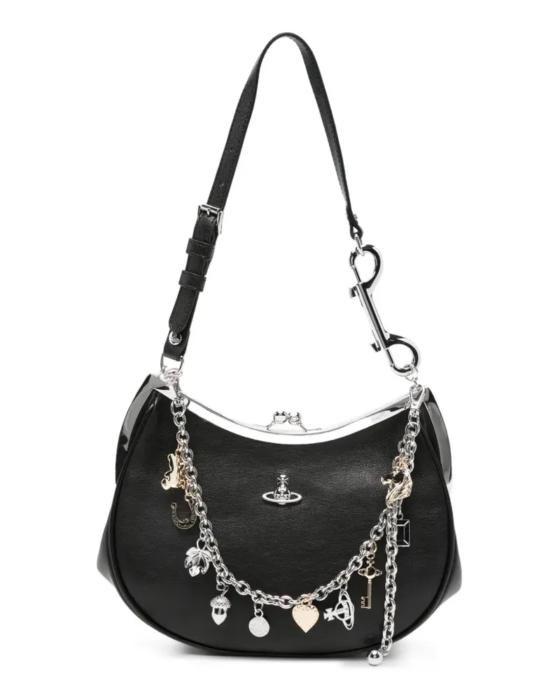 Vivienne Westwood Crush Schultertasche mit Anhänger - Schwarz Schwarz