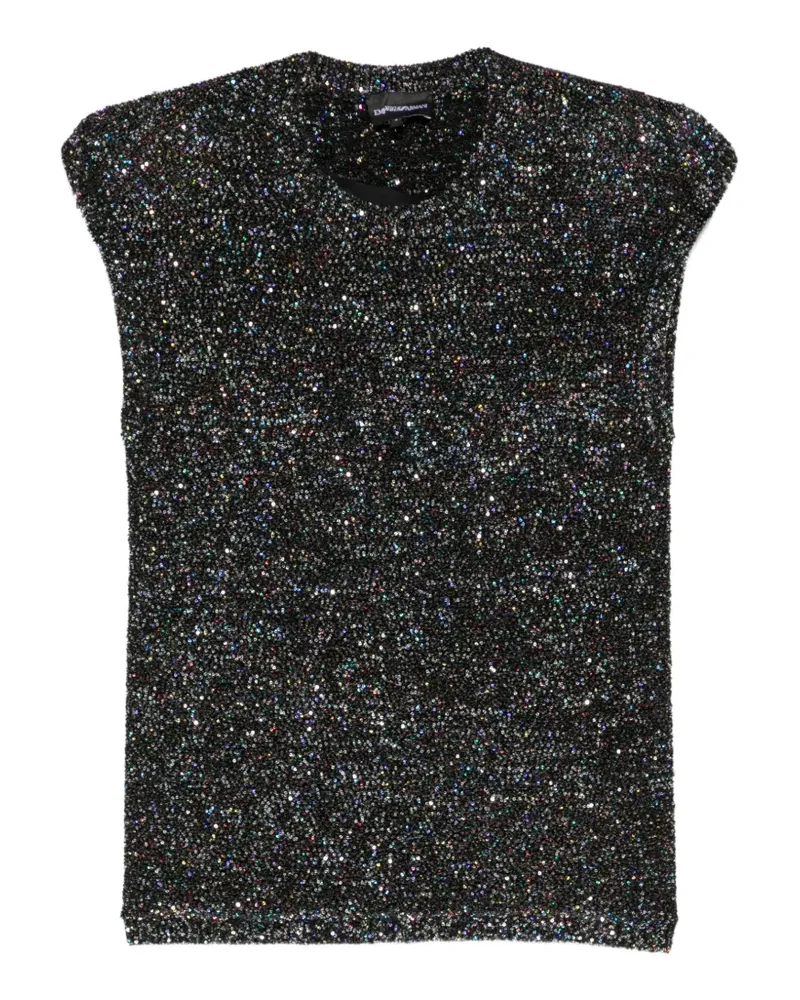 Emporio Armani sequin-embellished sleeveless top - Schwarz Schwarz