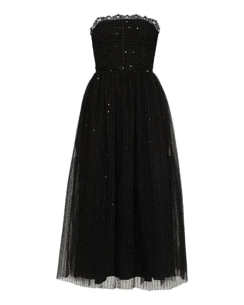 NISSA Tüllkleid mit Spitzenbesatz - Schwarz Schwarz