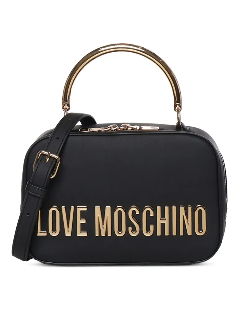 Moschino Tote Bag mit Logo-Schriftzug und Metallhenkeln - Schwarz Schwarz