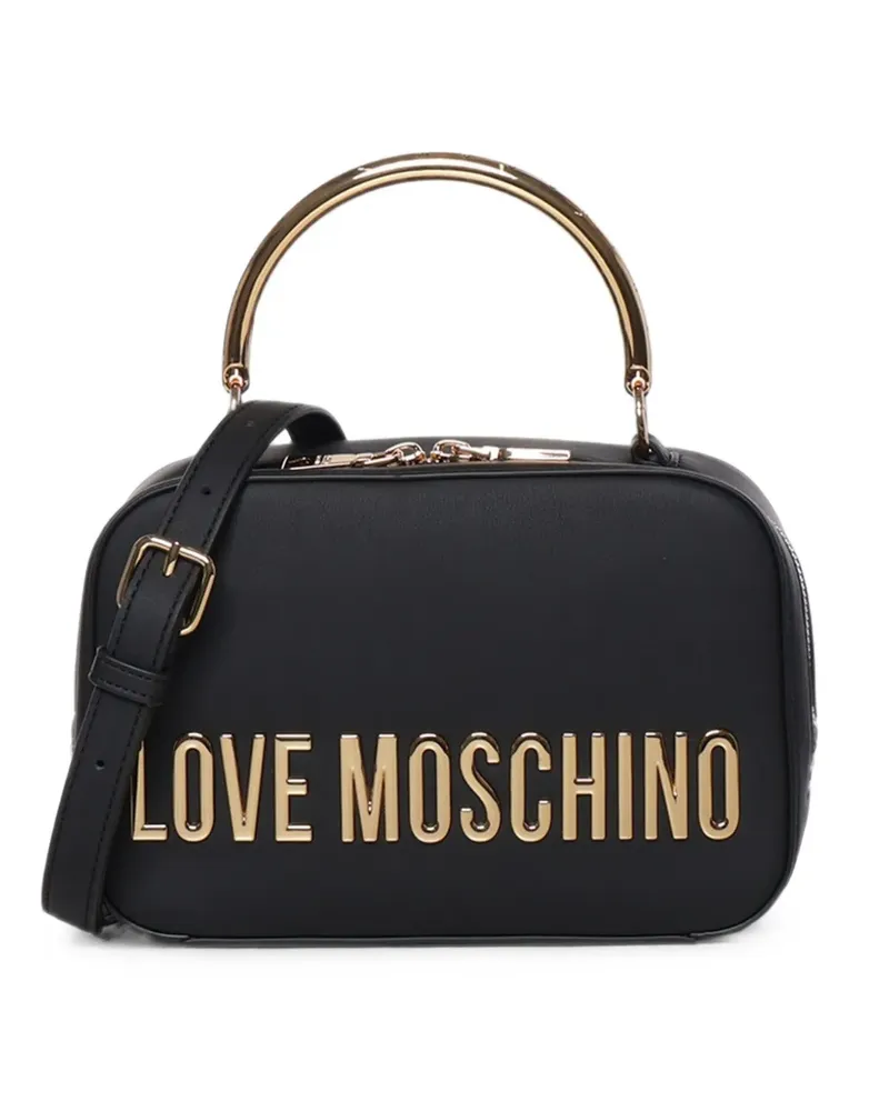 Moschino Tote Bag mit Logo-Schriftzug und Metallhenkeln - Schwarz Schwarz