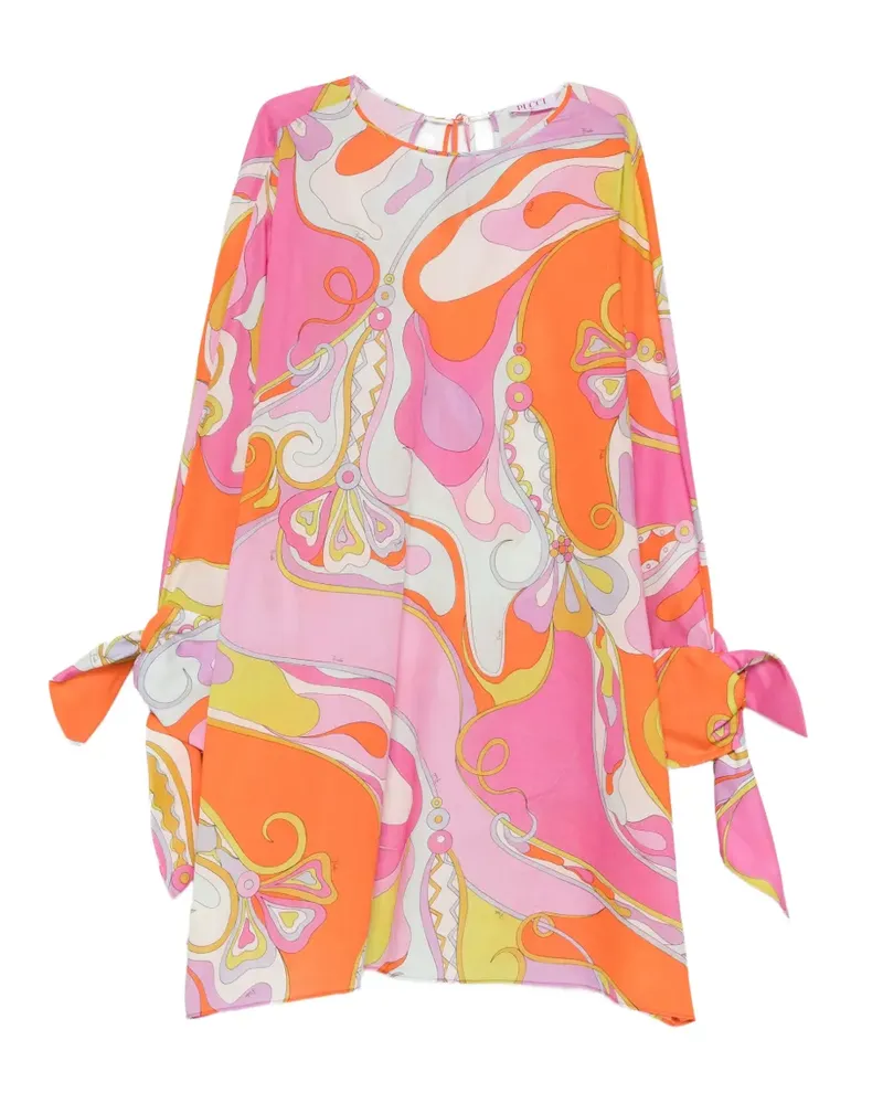 Emilio Pucci Marmo-print tie-cuff blouse - Rosa Rosa